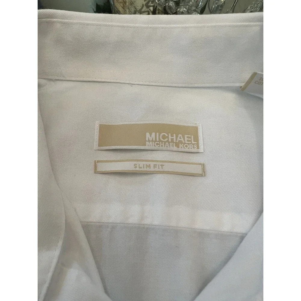 Michael Kors Shirt Mens L Large White Button Up Long Sleeve Casual Cotton Adult - Picture 14 of 16